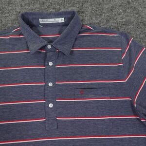 Criquet Polo Shirt Mens Extra Large‎ Blue Red Stripe Casual Pima Cotton Blend